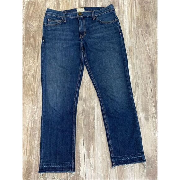 Current/Elliott Cropped Straight Leg Jeans Raw Hem Mid Rise Women’s Sz 27 Waist - Picture 1 of 8